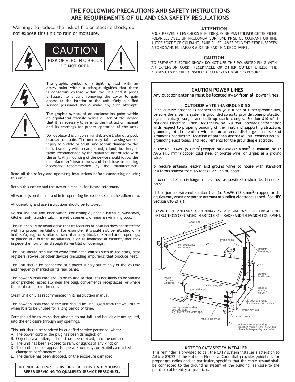 Caution | Adcom GTP-860 User Manual | Page 4 / 36