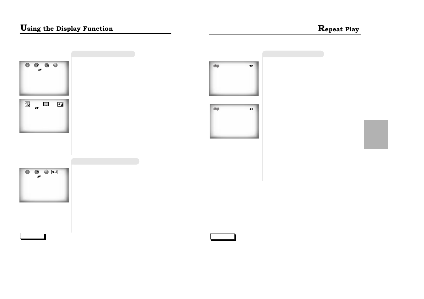 Using the display function, Repeat play | Samsung DVD-511-XAA User Manual | Page 10 / 19