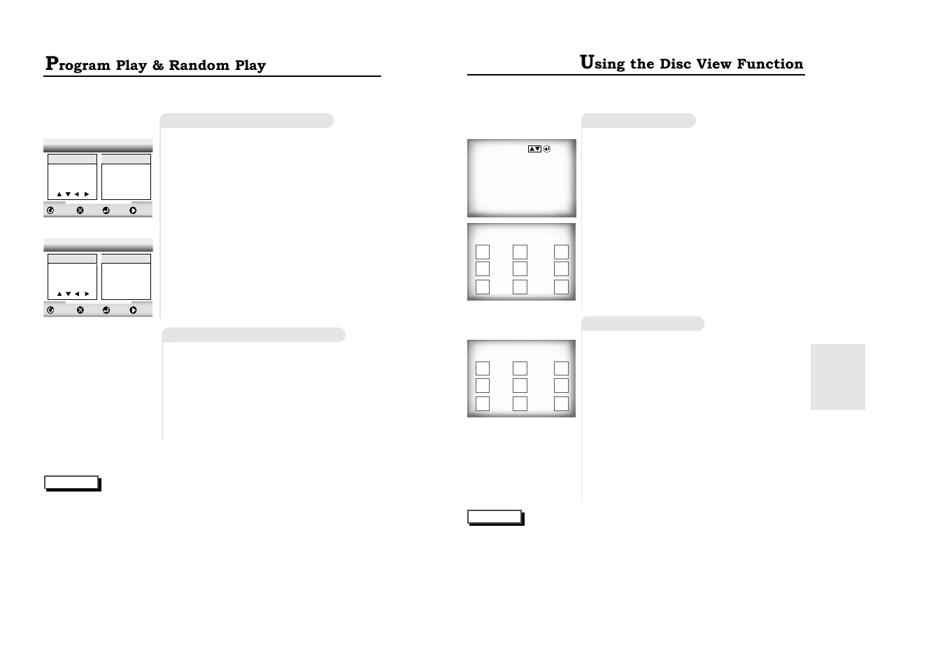 Program play & random play, Advanced functions, Using the disc view function | Samsung DVD-511-XAA User Manual | Page 11 / 19