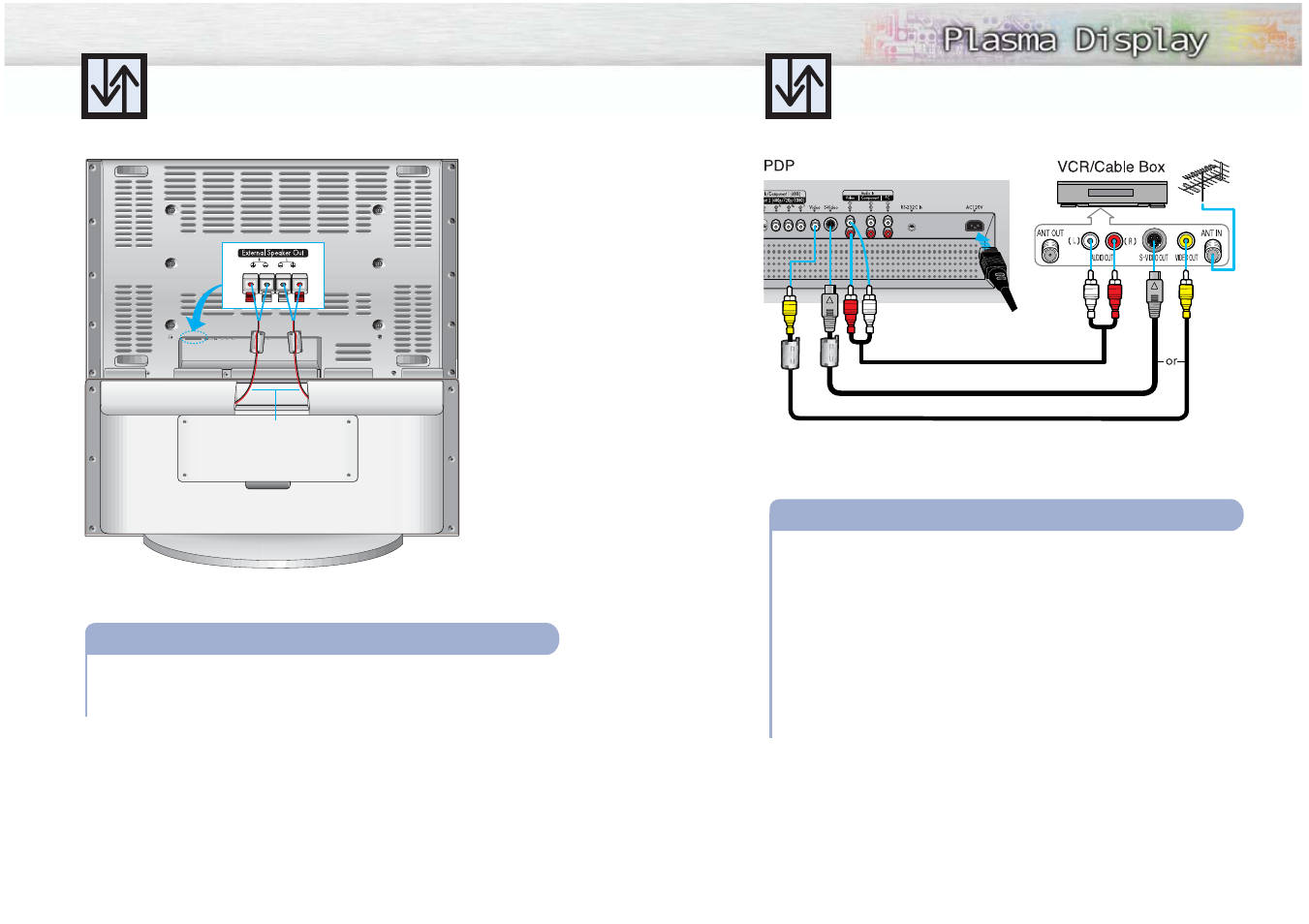 Connecting speakers, Connecting a vcr/cable box, How to connect | Samsung HPM5027X-XAA User Manual | Page 11 / 34