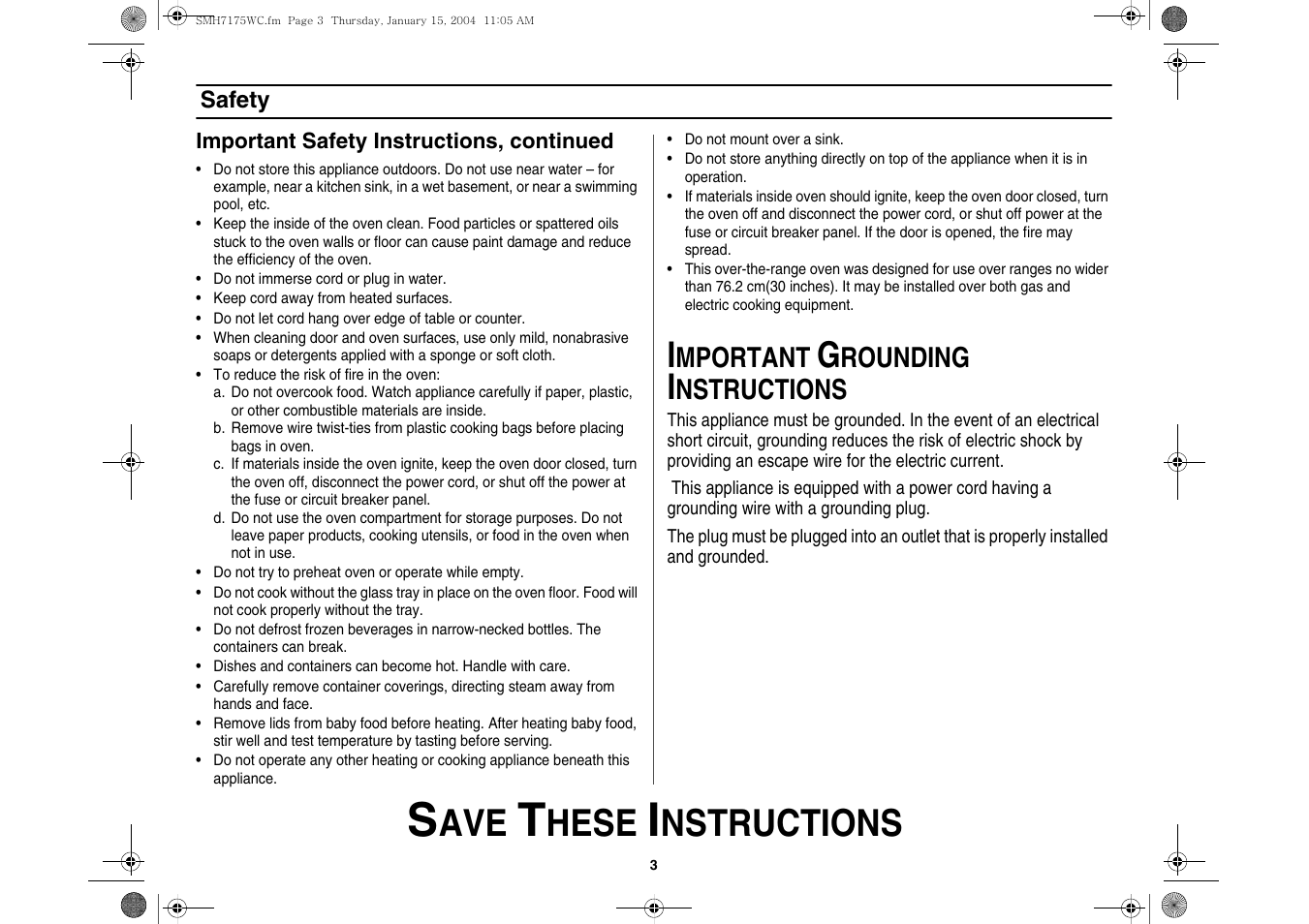 Hese, Nstructions, Mportant | Rounding | Samsung SMH7175WC-XAA User Manual | Page 3 / 36