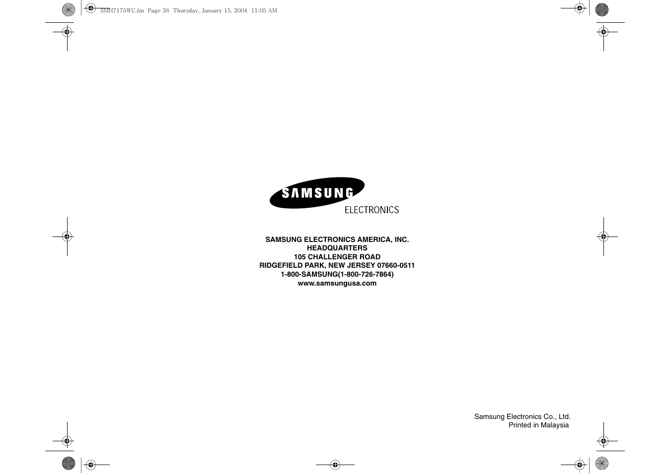 Samsung SMH7175WC-XAA User Manual | Page 36 / 36