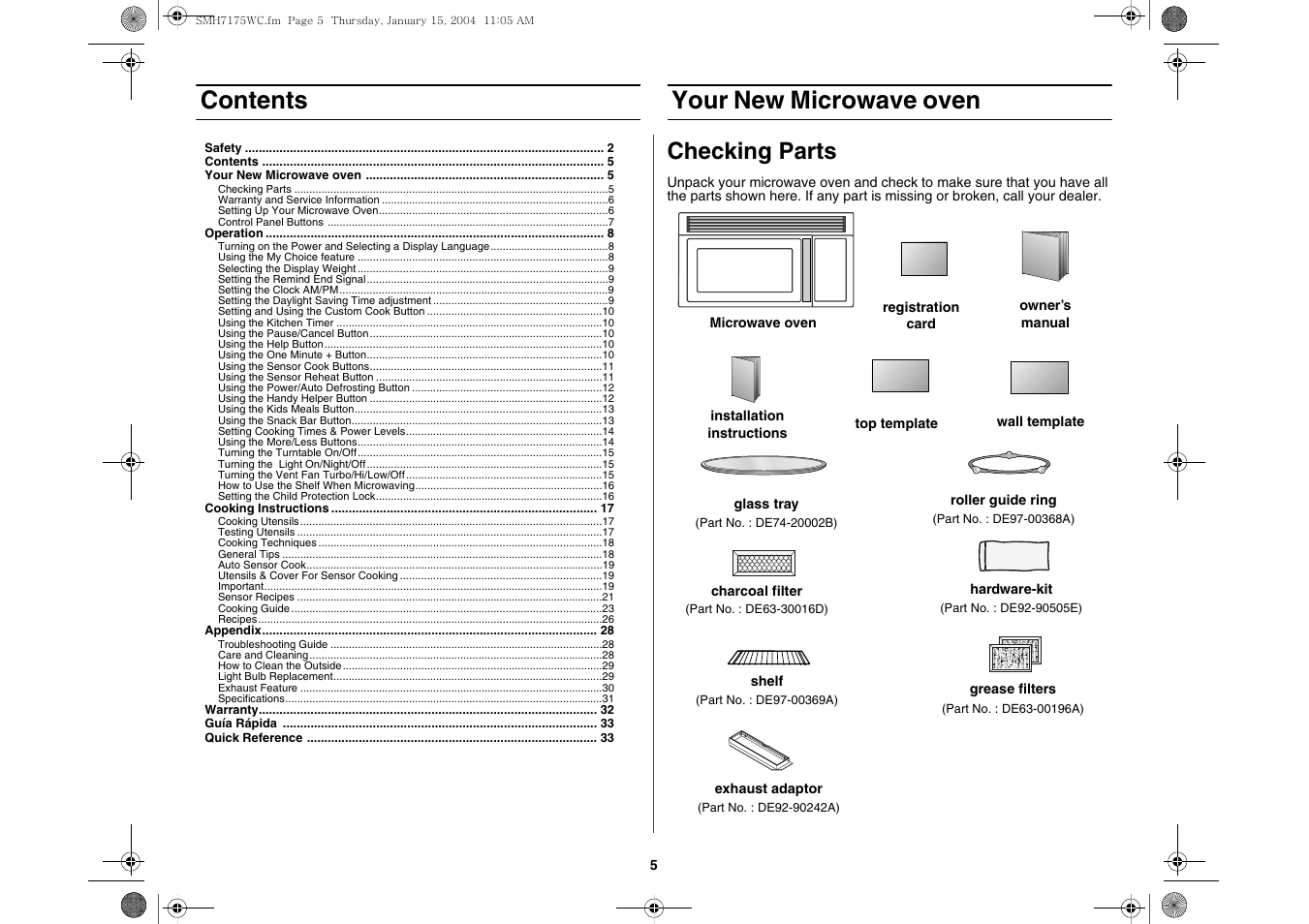 Samsung SMH7175WC-XAA User Manual | Page 5 / 36