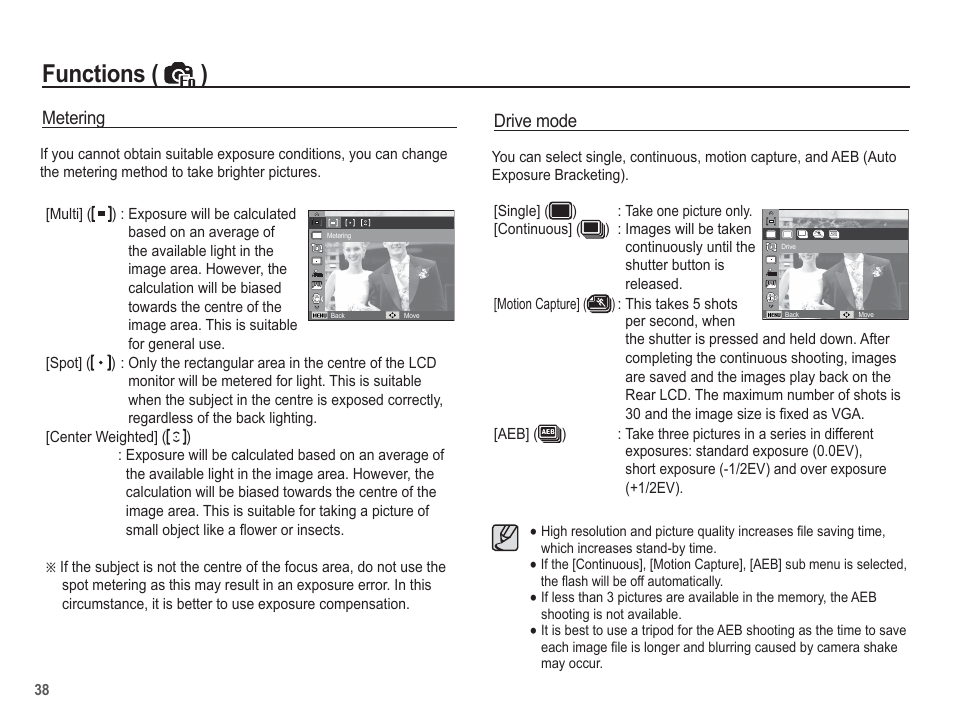 Functions ( ) | Samsung EC-TL100BBP-US User Manual | Page 39 / 106