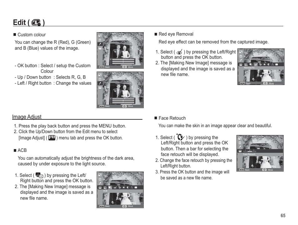 Edit ( ), Image adjust | Samsung EC-TL100BBP-US User Manual | Page 66 / 106