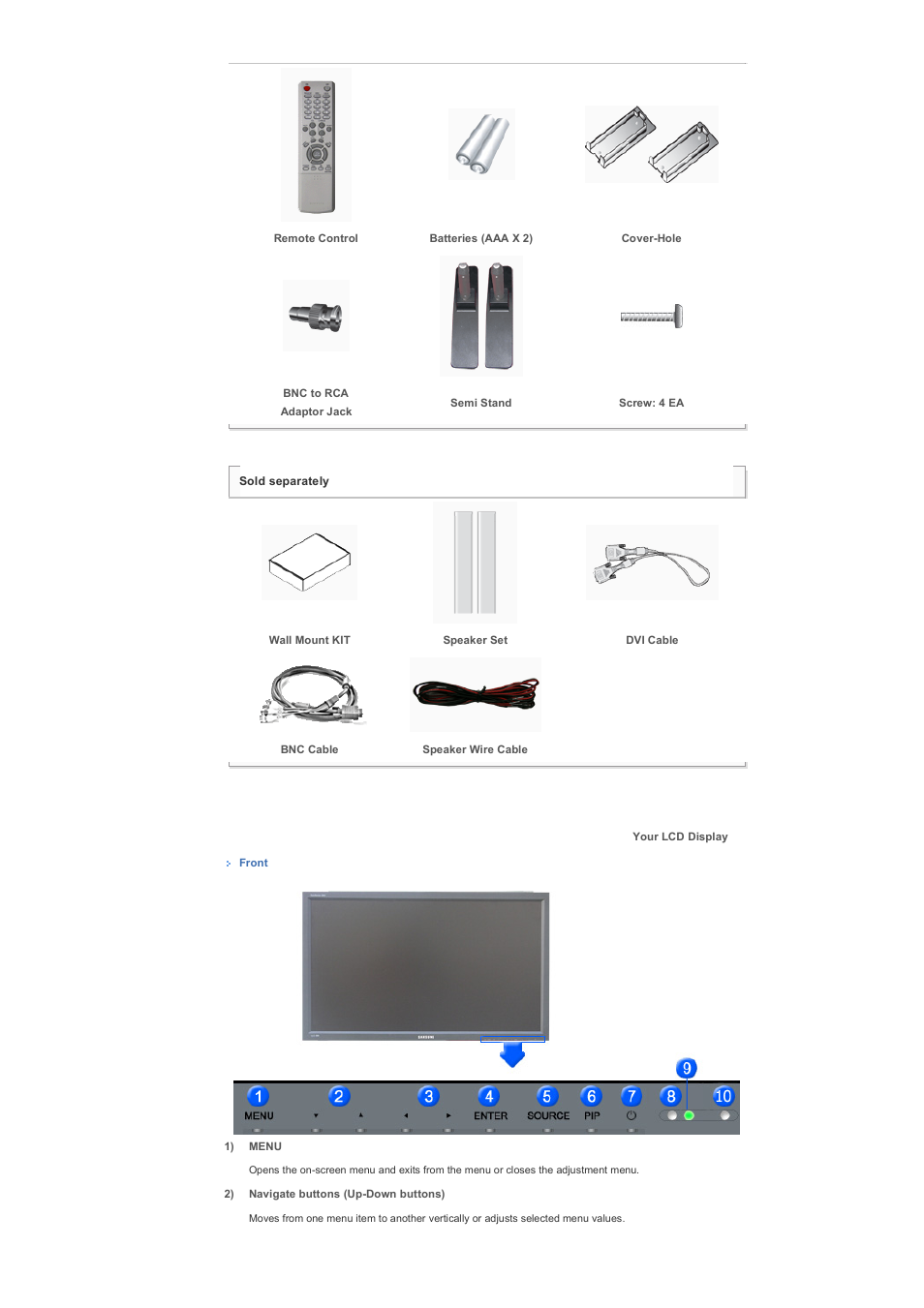 Your lcd display | Samsung LS57BPHNB-XAA User Manual | Page 12 / 80