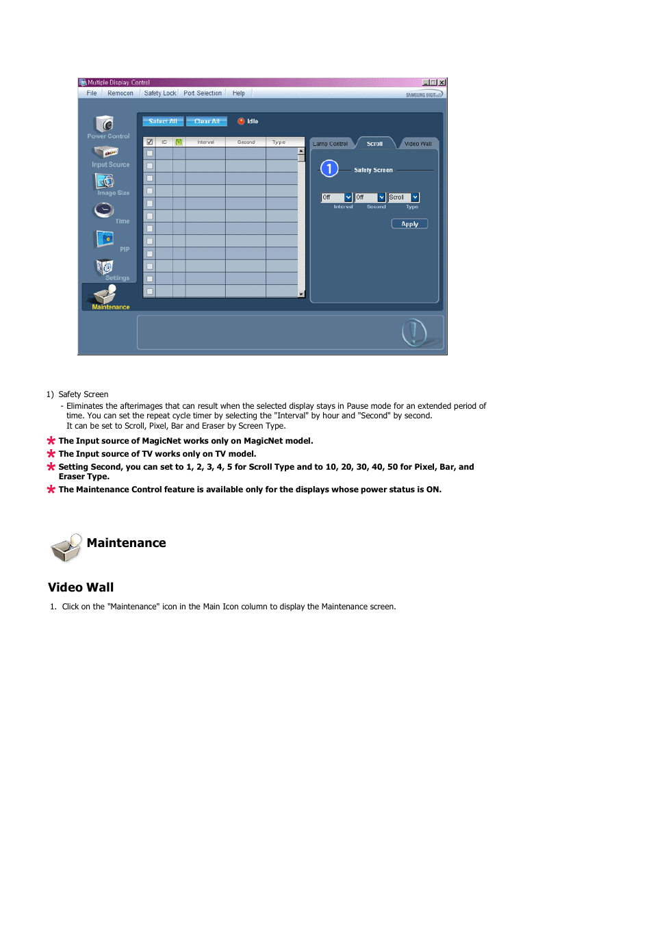 Maintenance video wall | Samsung LS57BPHNB-XAA User Manual | Page 47 / 80