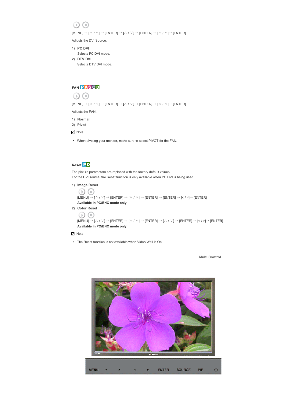 Multi control | Samsung LS57BPHNB-XAA User Manual | Page 63 / 80
