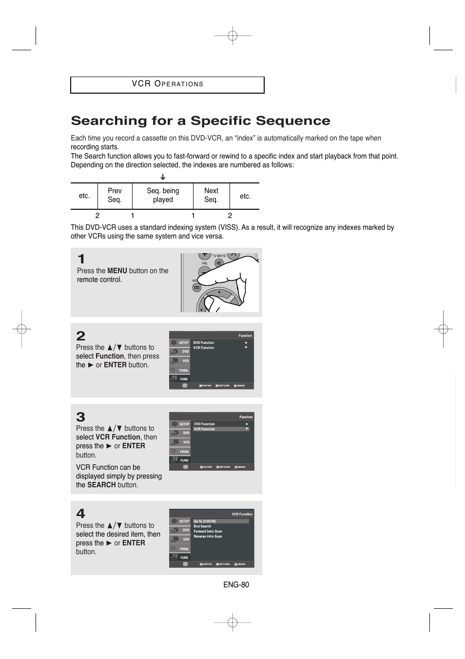 Searching for a specific sequence | Samsung DVD-V9650-XAA User Manual | Page 80 / 96