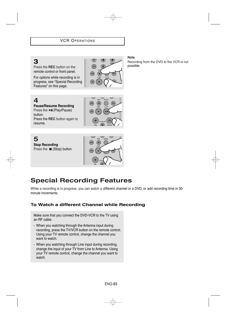 Special recording features | Samsung DVD-V9650-XAA User Manual | Page 83 / 96