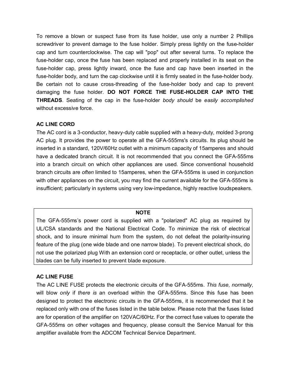 Adcom GFA-555MS User Manual | Page 13 / 22