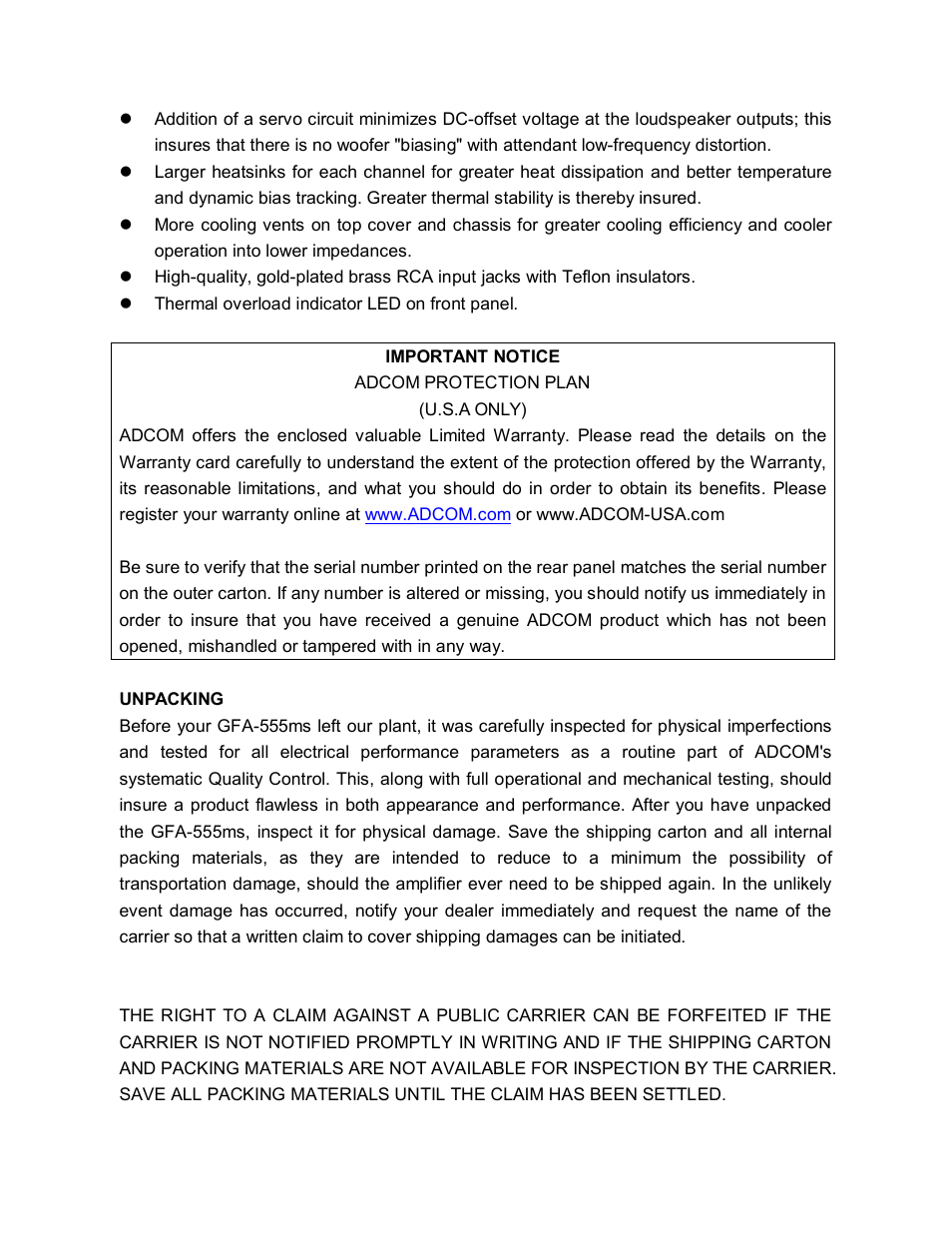 Adcom GFA-555MS User Manual | Page 4 / 22