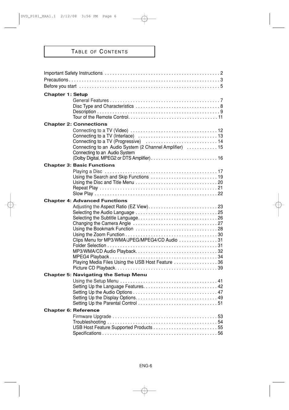 Samsung DVD-P181-XAA User Manual | Page 6 / 55