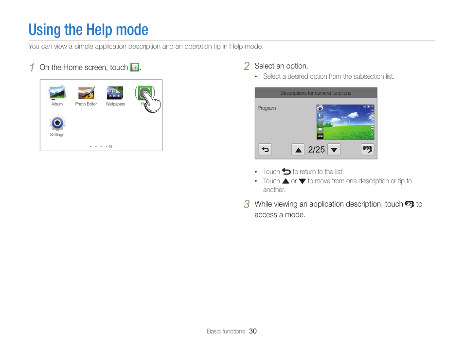 Using the help mode | Samsung EC-MV900FBPWUS User Manual | Page 31 / 173