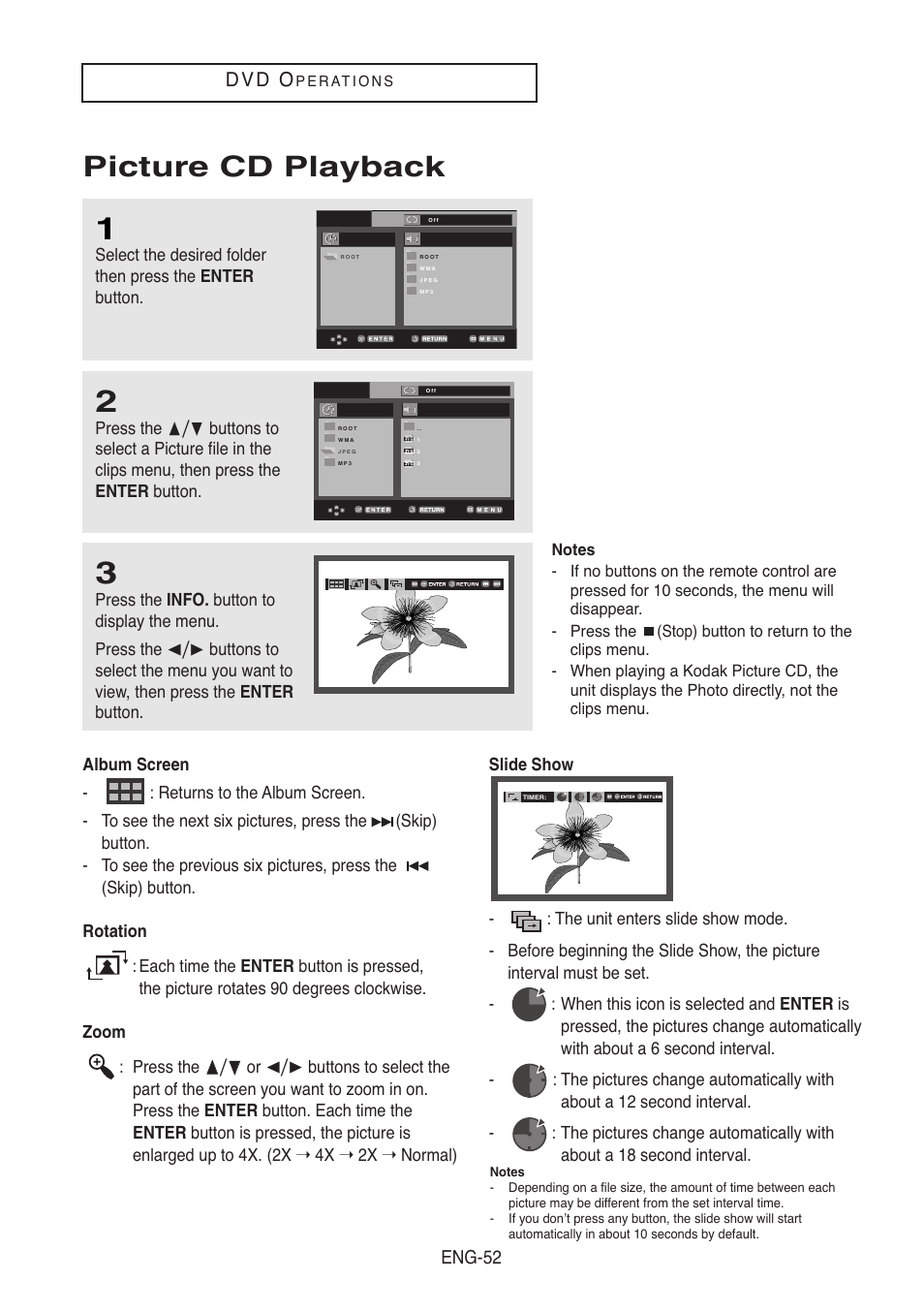 Picture cd playback, D v d o, Eng-52 | Samsung DVD-V5500-XAA User Manual | Page 52 / 86