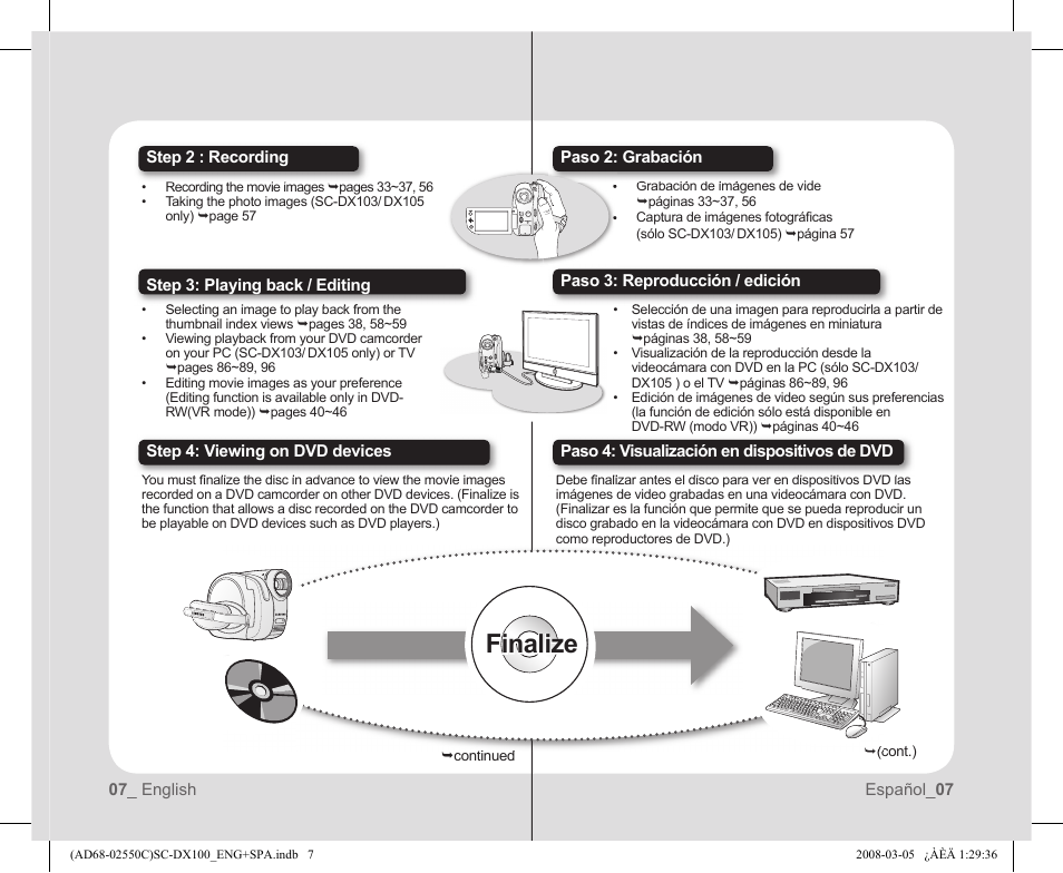 Finalize | Samsung SC-DX103-XAA User Manual | Page 13 / 120