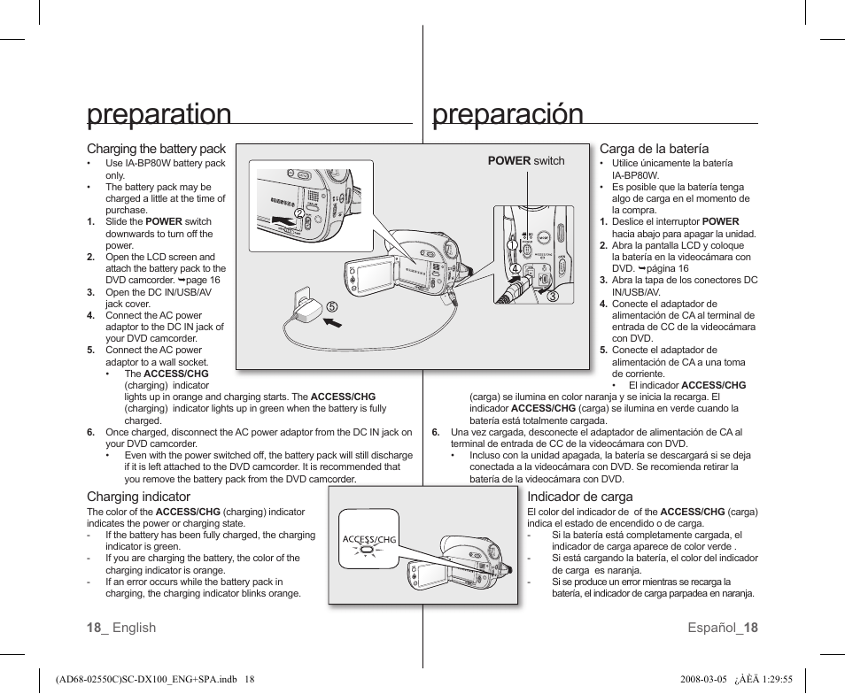 Preparation preparación | Samsung SC-DX103-XAA User Manual | Page 24 / 120