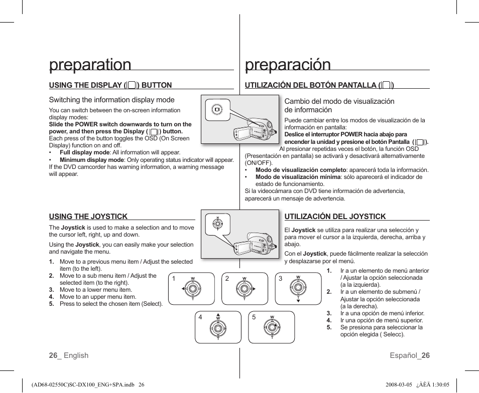 Preparation, Preparación | Samsung SC-DX103-XAA User Manual | Page 32 / 120