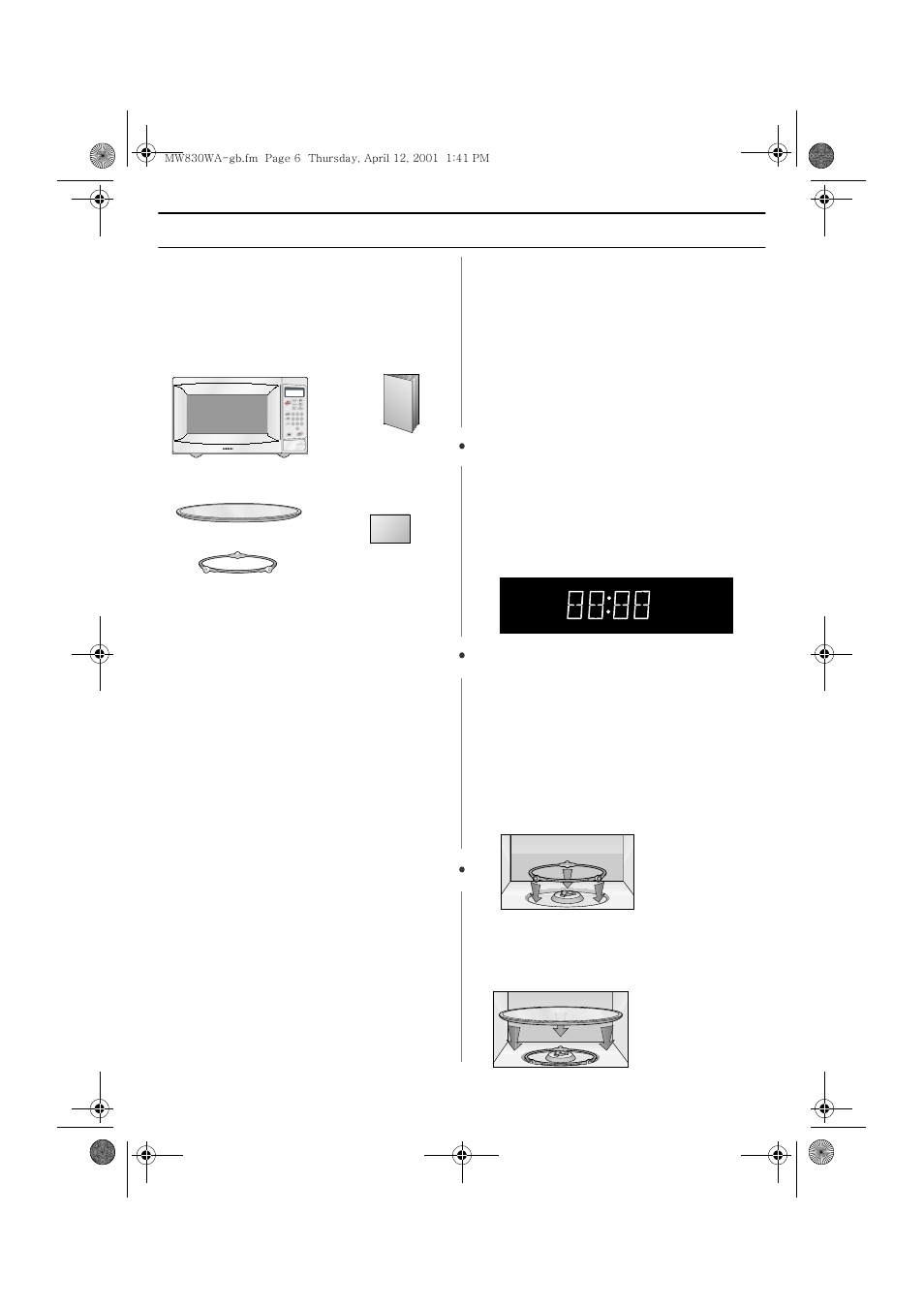 Your new microwave oven, Checking parts, Warranty and service information | Setting up your microwave oven | Samsung MW830WA-XAC User Manual | Page 6 / 28