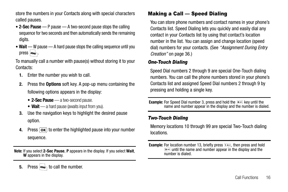 Making a call - speed dialing, One-touch dialing, Two-touch dialing | Making a call — speed dialing | Samsung SCH-R210LSAUSC User Manual | Page 19 / 112