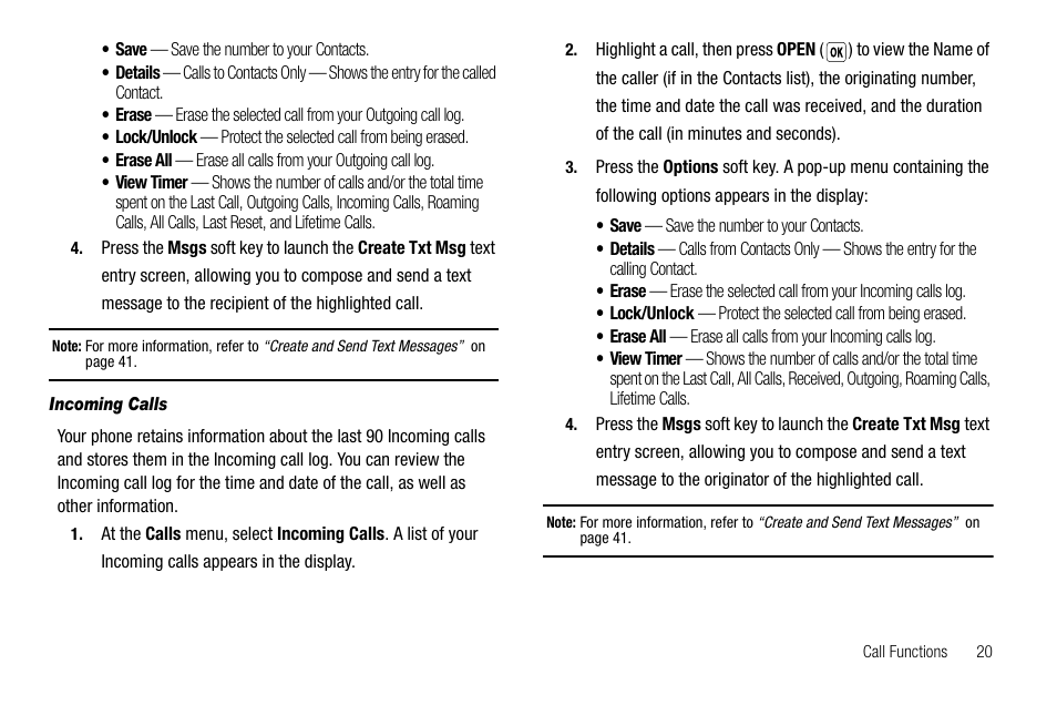 Incoming calls | Samsung SCH-R210LSAUSC User Manual | Page 23 / 112