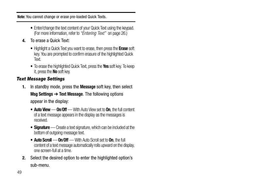 Text message settings | Samsung SCH-R210LSAUSC User Manual | Page 52 / 112