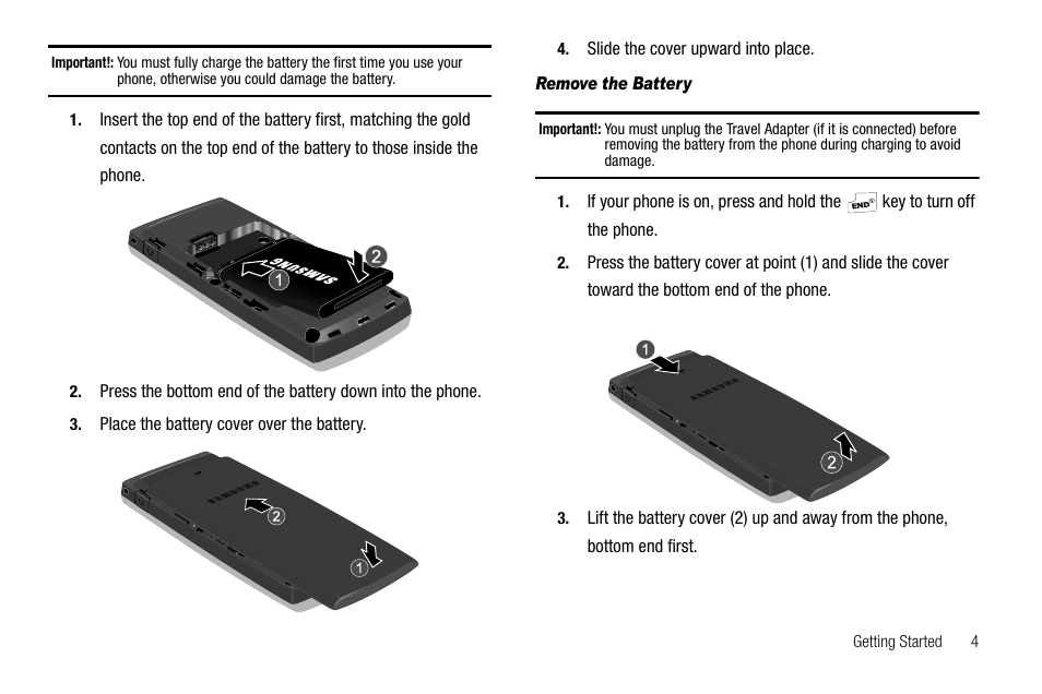 Remove the battery | Samsung SCH-R210LSAUSC User Manual | Page 7 / 112