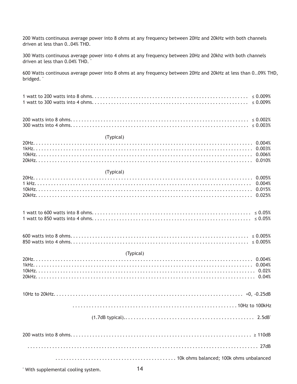 Gfa-555se specifications | Adcom High-Current Power Amplifier GFA-555se User Manual | Page 14 / 16
