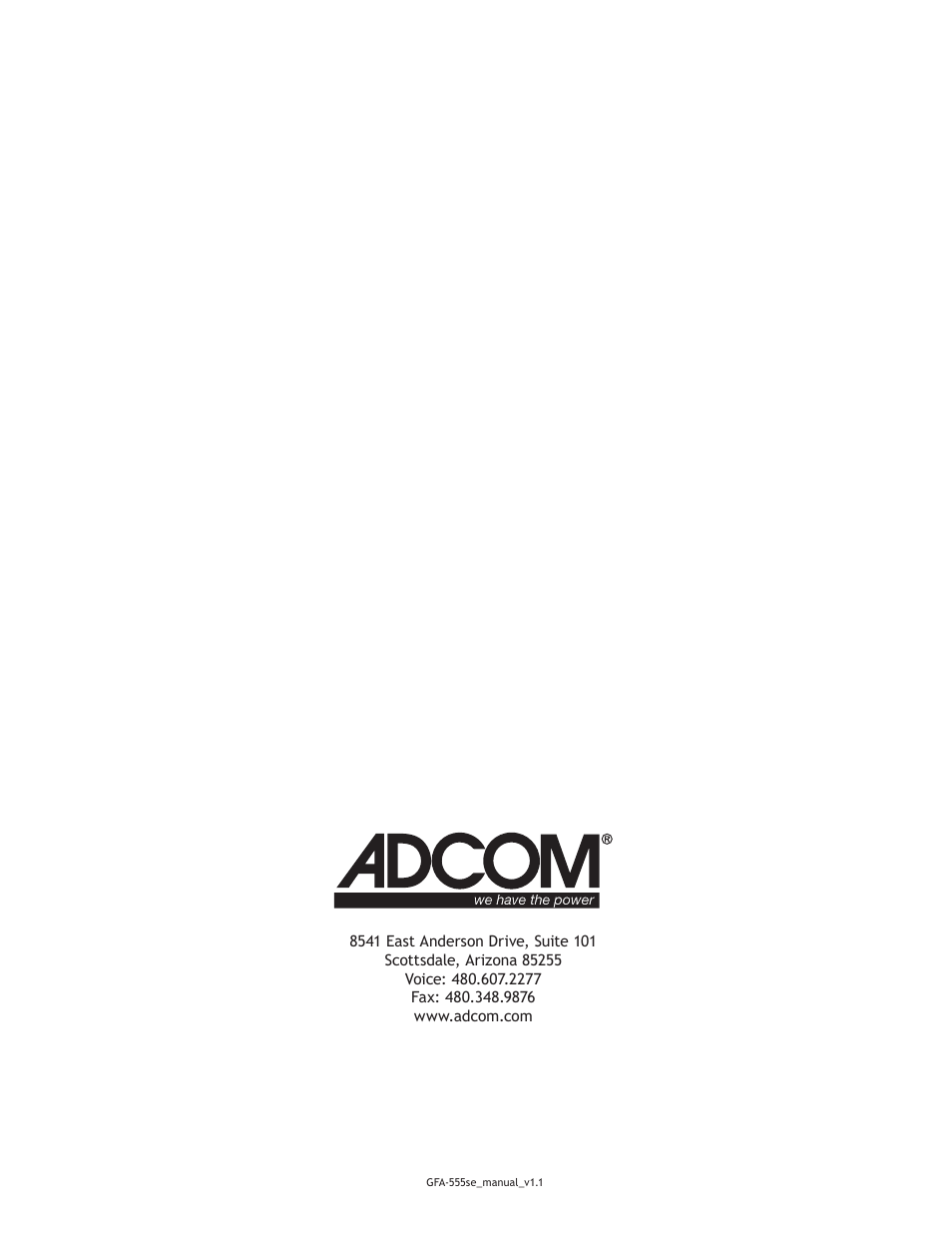 Adcom High-Current Power Amplifier GFA-555se User Manual | Page 16 / 16