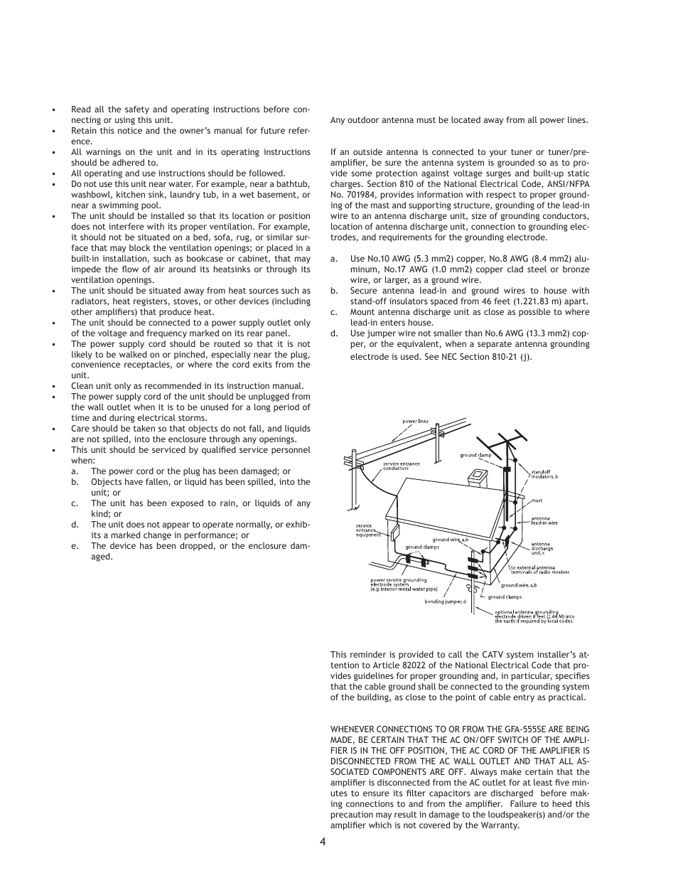 Safety regulations | Adcom High-Current Power Amplifier GFA-555se User Manual | Page 4 / 16