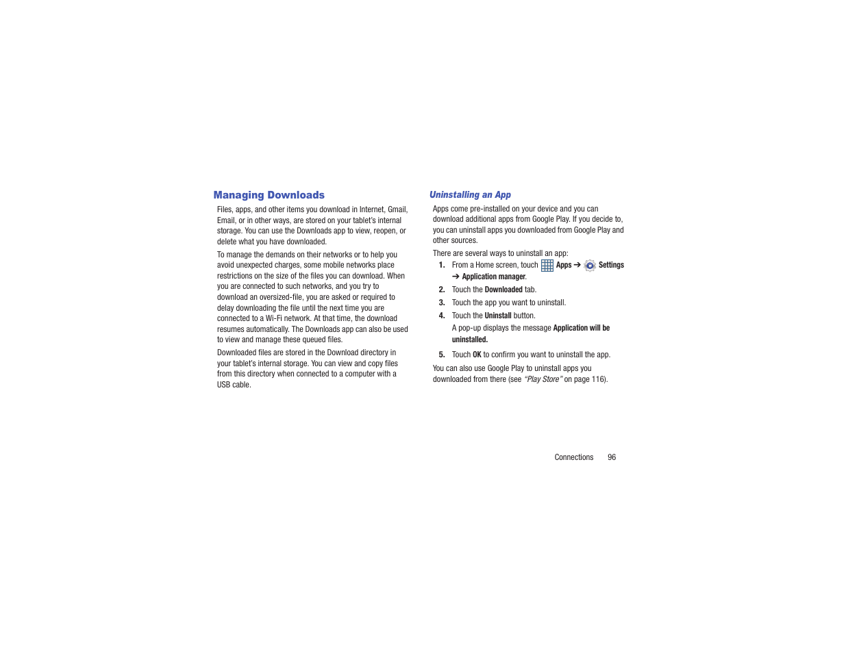 Managing downloads | Samsung GT-P3113TSYXAR User Manual | Page 101 / 195