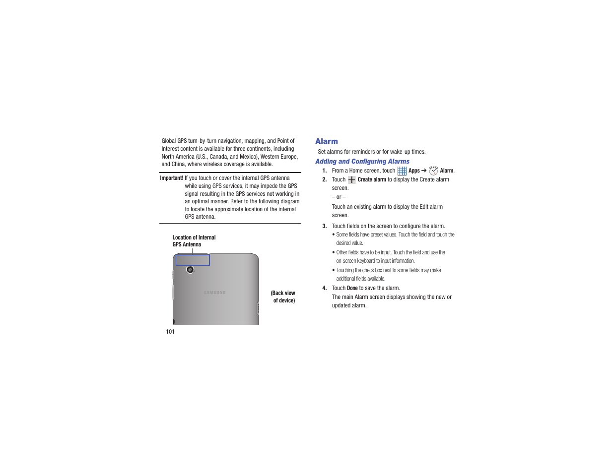 Alarm | Samsung GT-P3113TSYXAR User Manual | Page 106 / 195