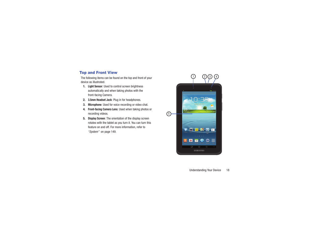 Top and front view | Samsung GT-P3113TSYXAR User Manual | Page 23 / 195