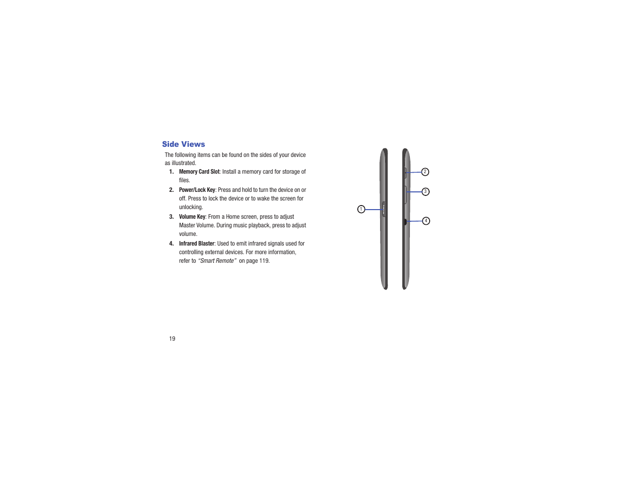 Side views | Samsung GT-P3113TSYXAR User Manual | Page 24 / 195