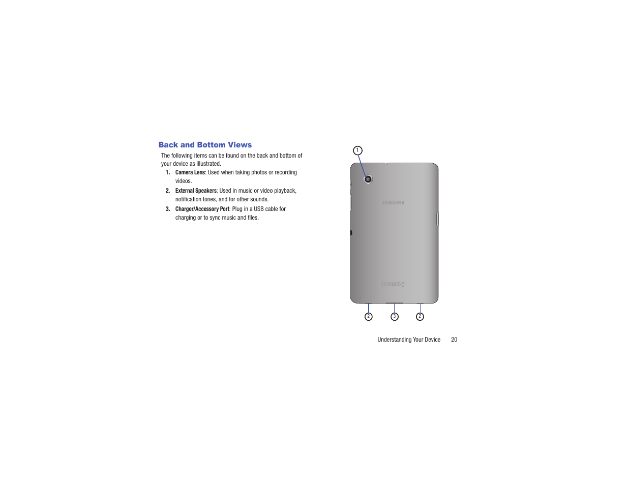 Back and bottom views | Samsung GT-P3113TSYXAR User Manual | Page 25 / 195