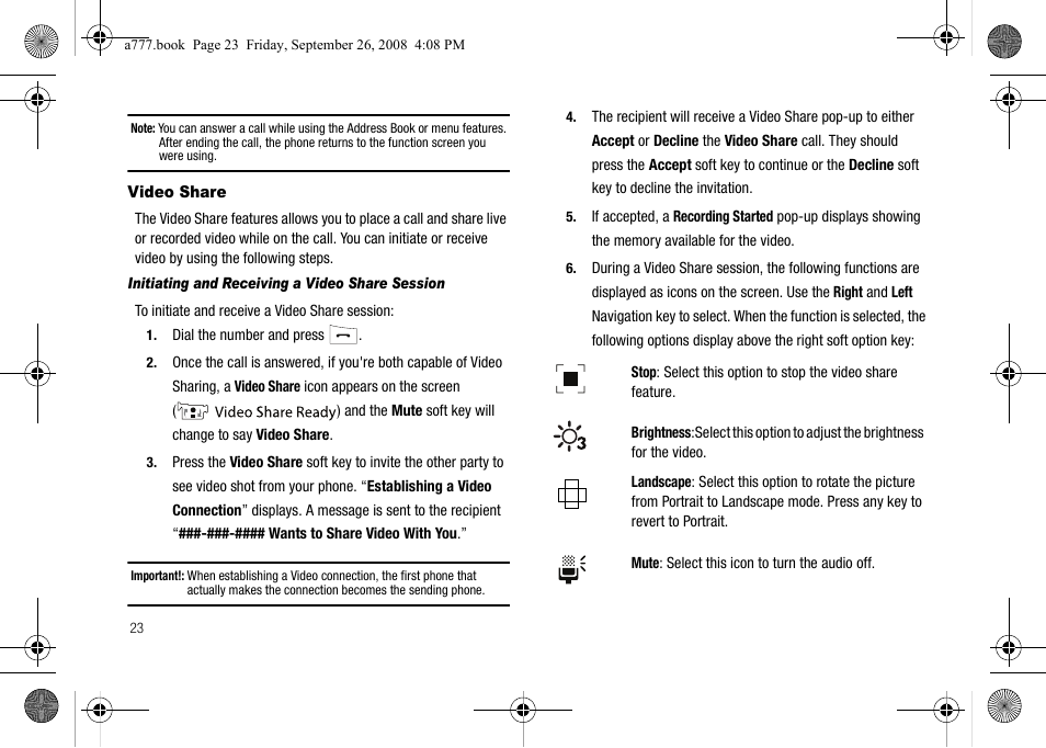 Video share | Samsung SGH-A777ORAATT User Manual | Page 27 / 176