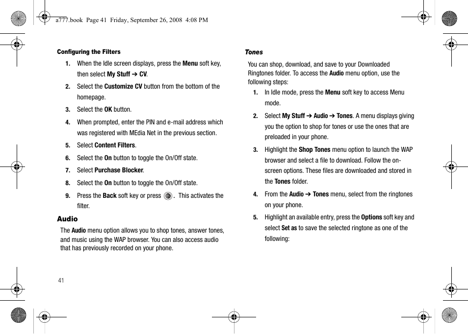 Audio | Samsung SGH-A777ORAATT User Manual | Page 45 / 176