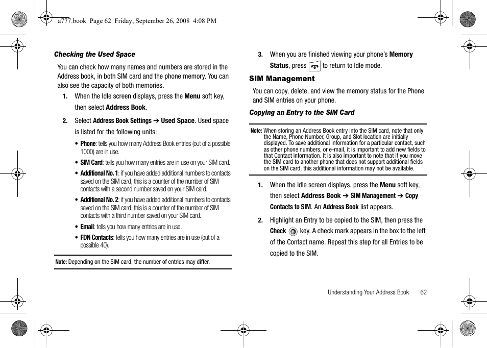 Sim management | Samsung SGH-A777ORAATT User Manual | Page 66 / 176