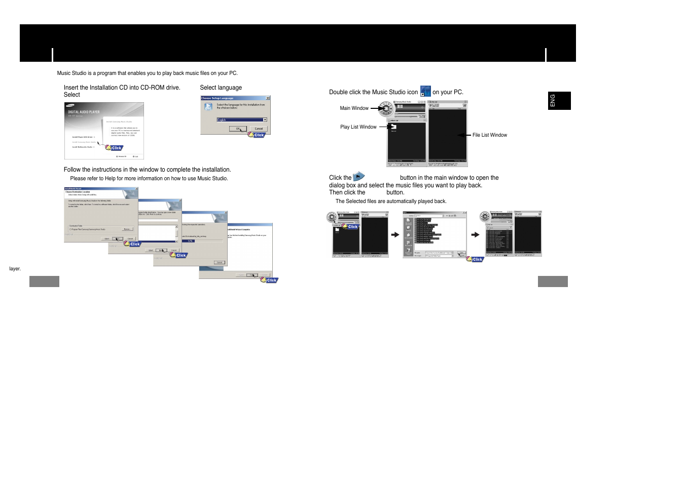 Installing music studio, Using music studio, Using music studio installing music studio | Samsung YP-T7Z-XAA User Manual | Page 13 / 38