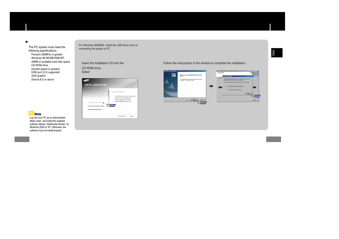 Connection to computer, Connecting the player to your pc | Samsung YP-T7Z-XAA User Manual | Page 8 / 38