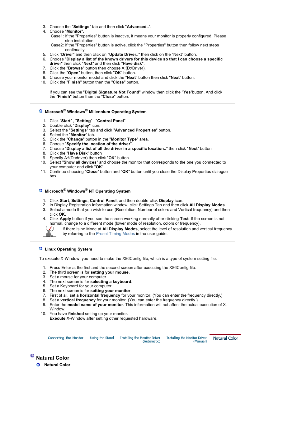 Natural color | Samsung LS17HANSB-XBM User Manual | Page 26 / 71