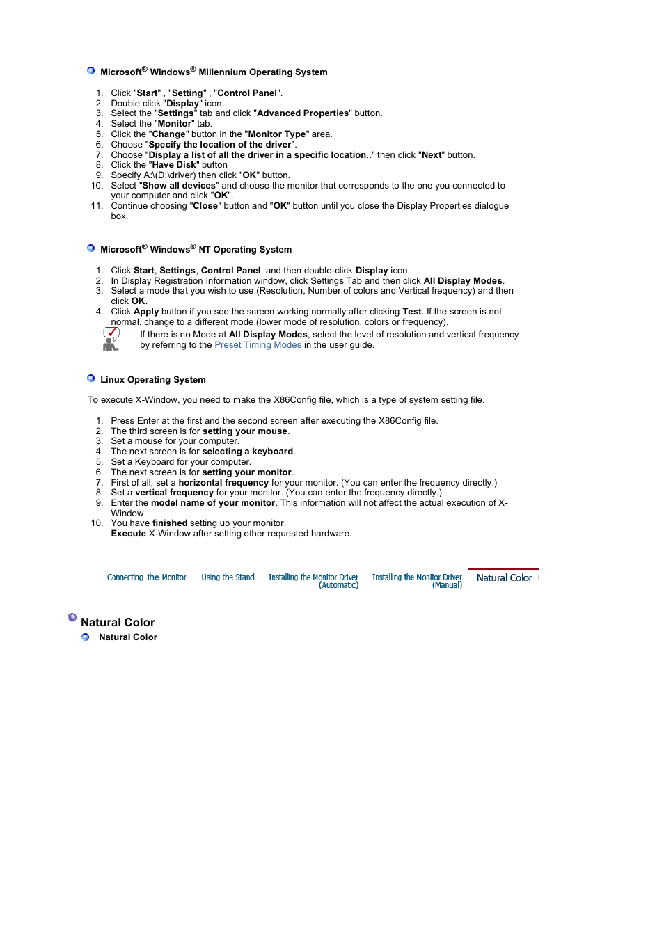 Natural color | Samsung LS17HANSB-XBM User Manual | Page 37 / 71