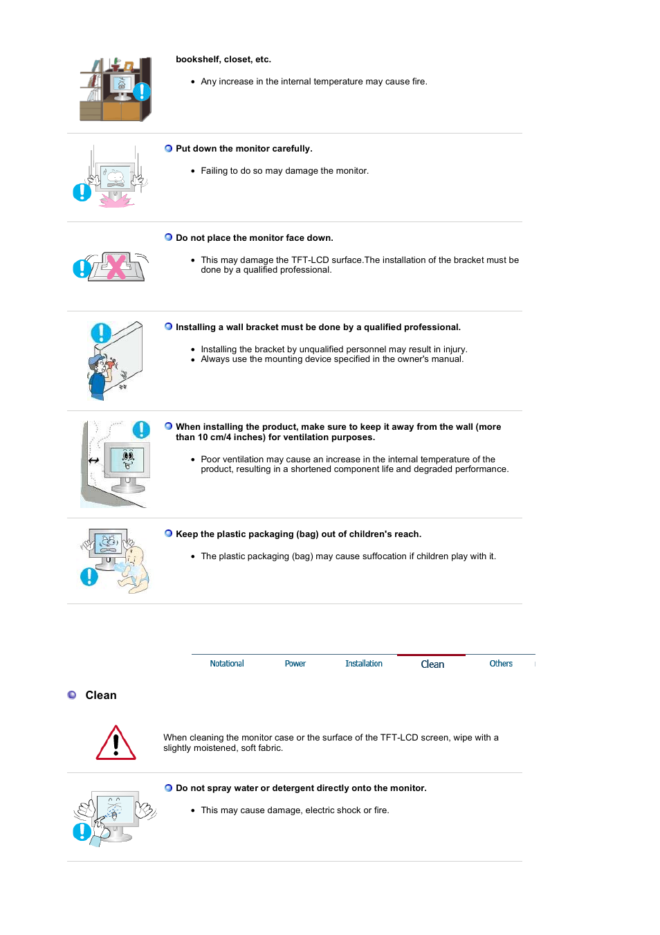 Clean | Samsung LS17HANSB-XBM User Manual | Page 5 / 71