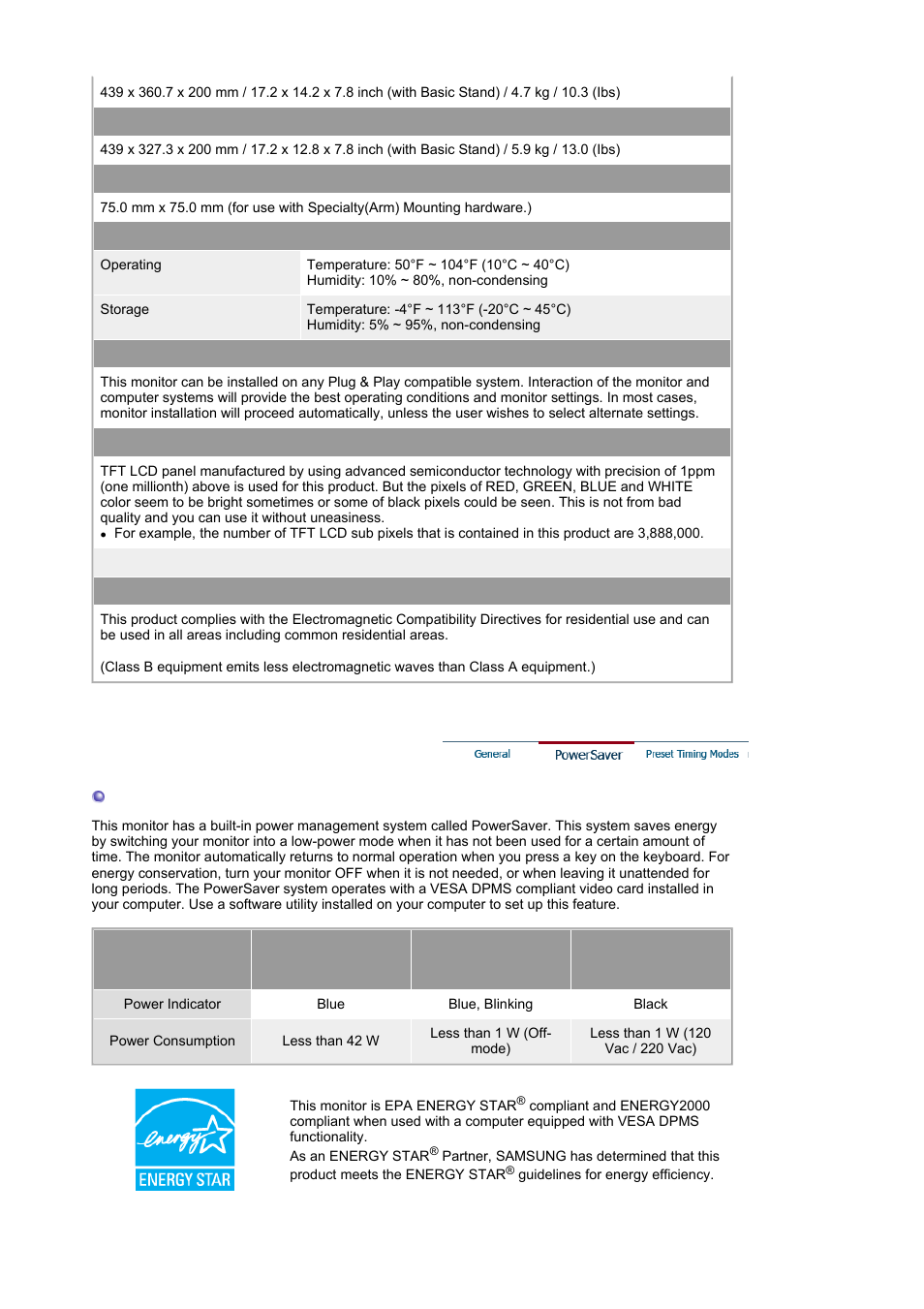Powersaver | Samsung LS17HANSB-XBM User Manual | Page 63 / 71
