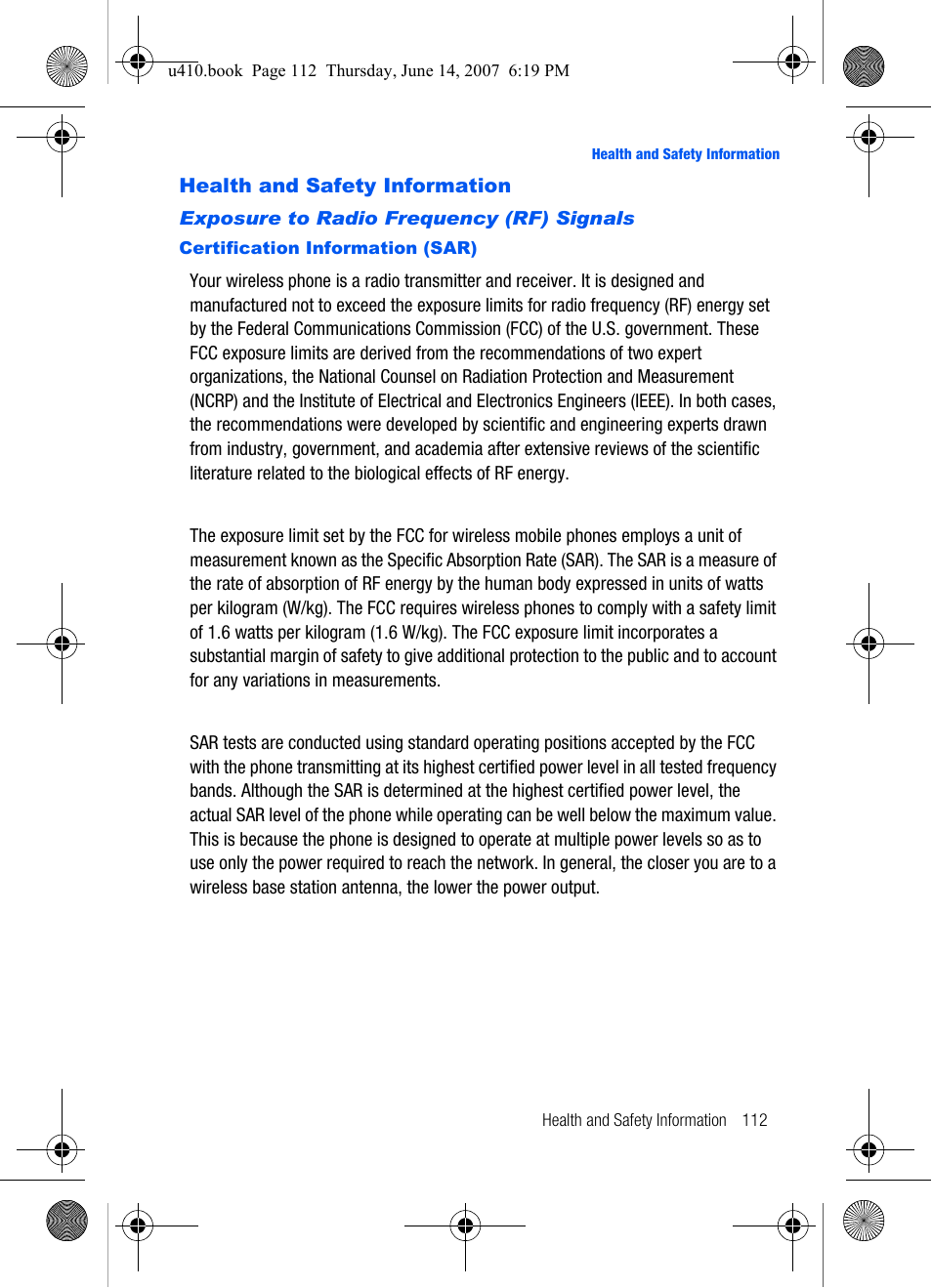 Health and safety information | Samsung SCH-U410MSAVZW User Manual | Page 115 / 142