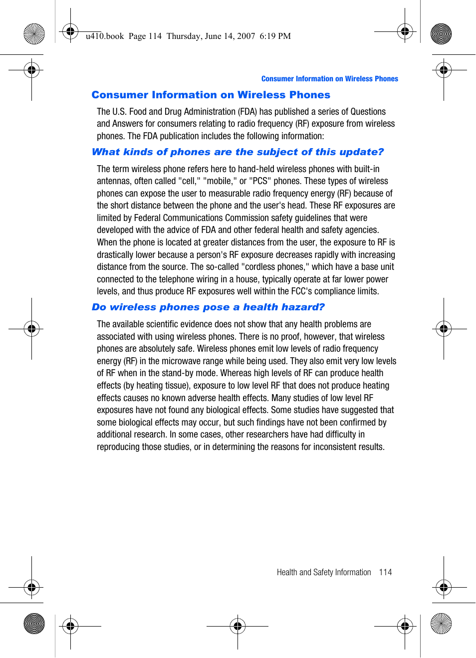 Consumer information on wireless phones | Samsung SCH-U410MSAVZW User Manual | Page 117 / 142