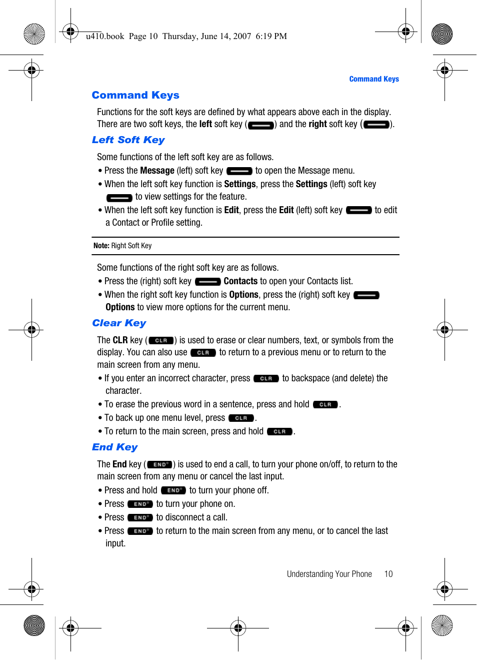 Command keys | Samsung SCH-U410MSAVZW User Manual | Page 13 / 142