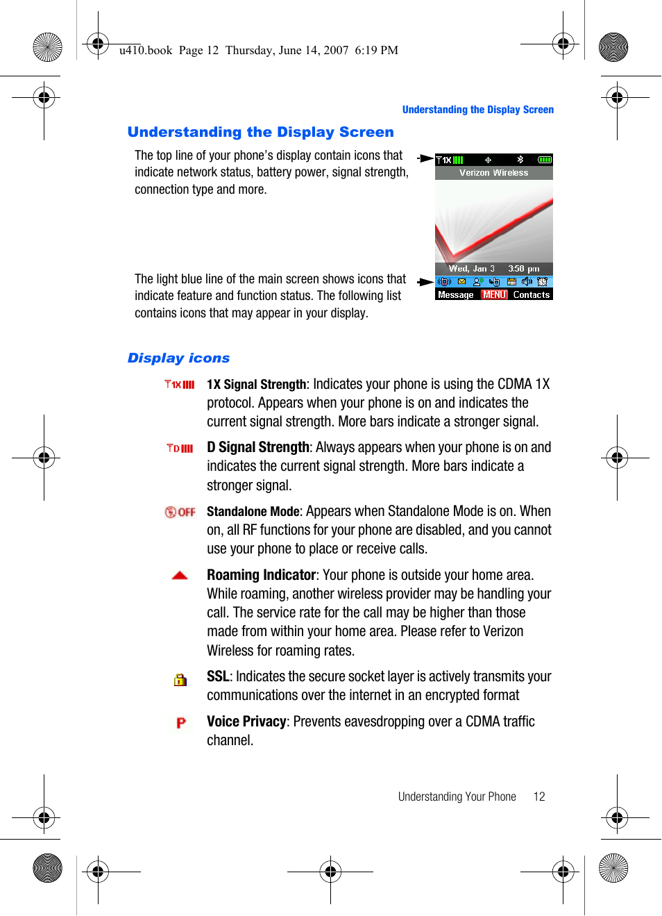 Understanding the display screen | Samsung SCH-U410MSAVZW User Manual | Page 15 / 142