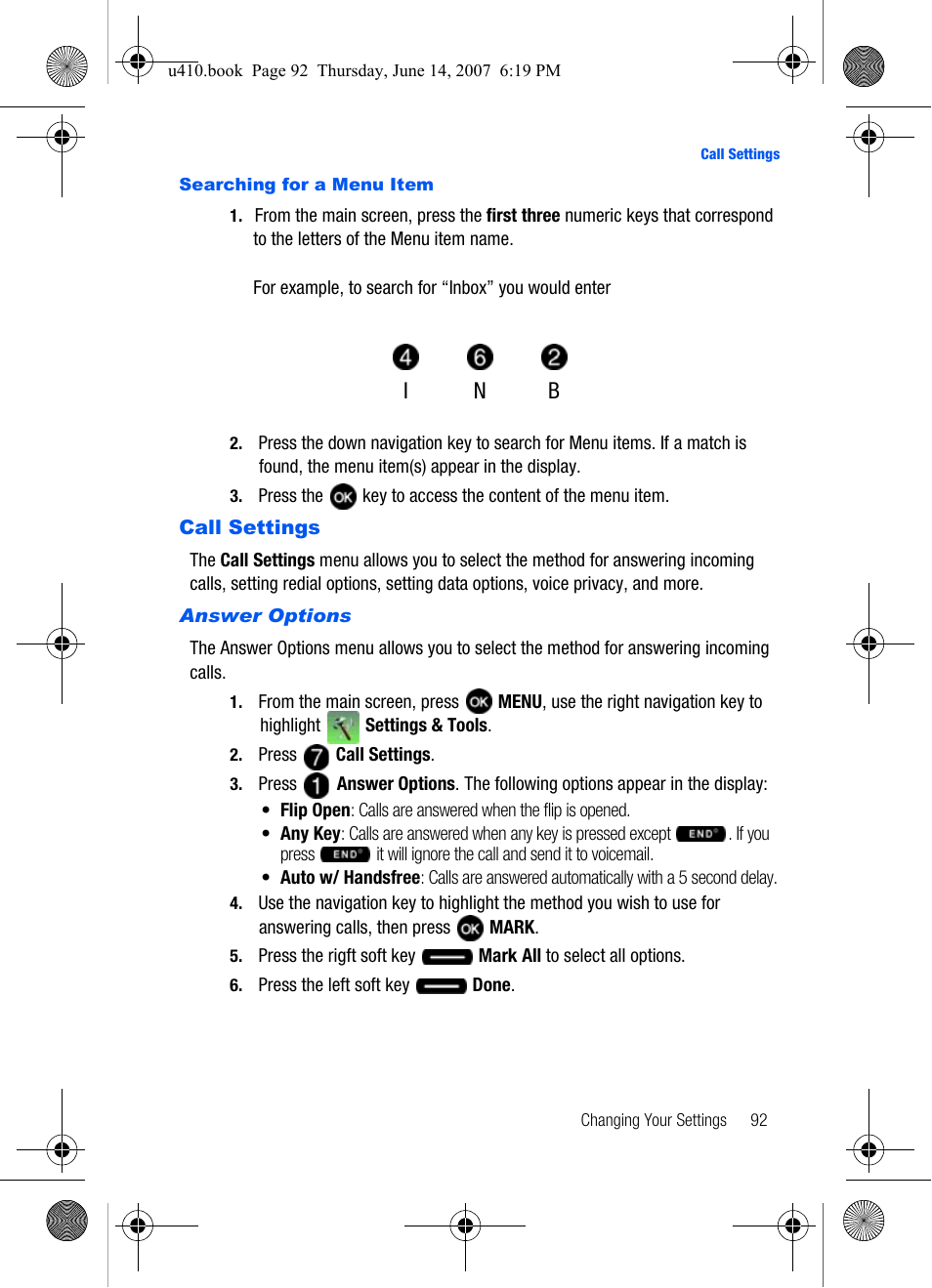 Call settings | Samsung SCH-U410MSAVZW User Manual | Page 95 / 142