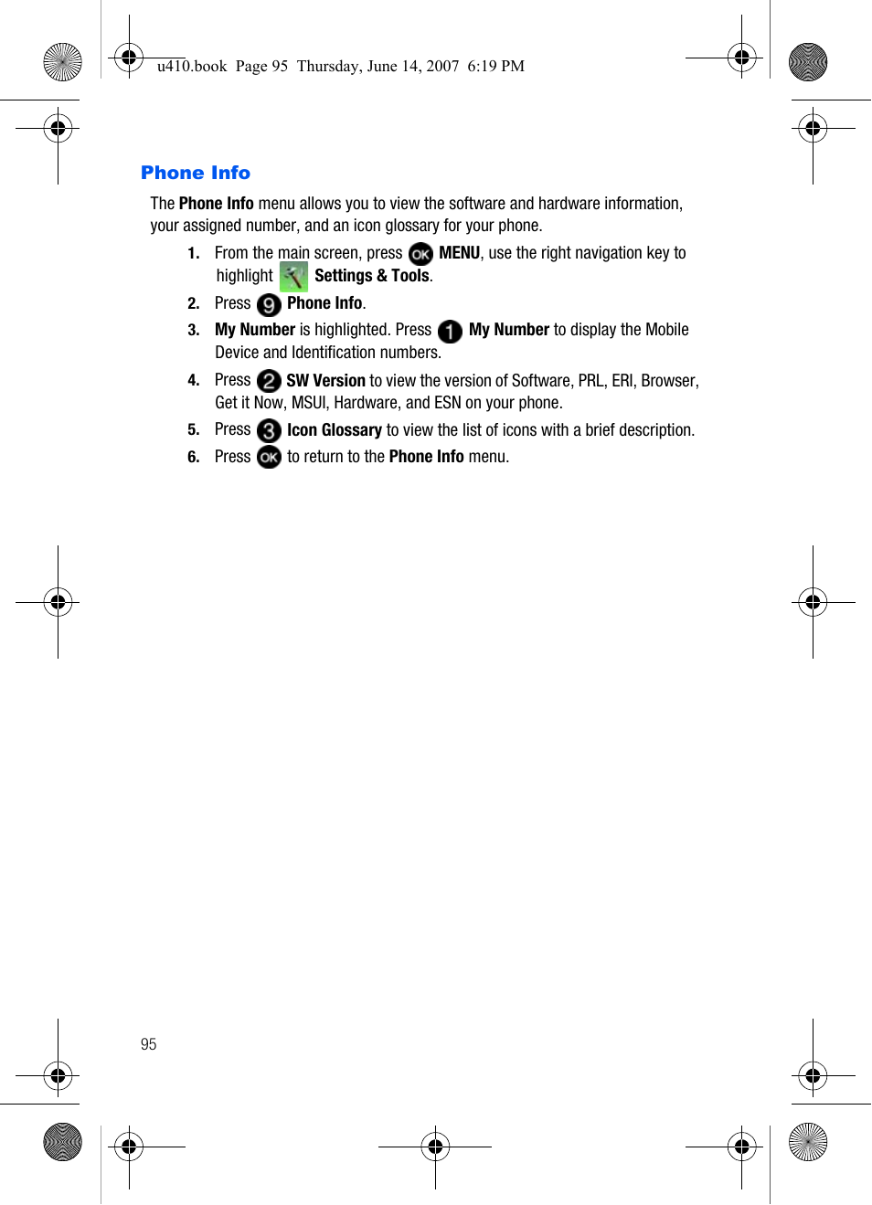 Phone info | Samsung SCH-U410MSAVZW User Manual | Page 98 / 142